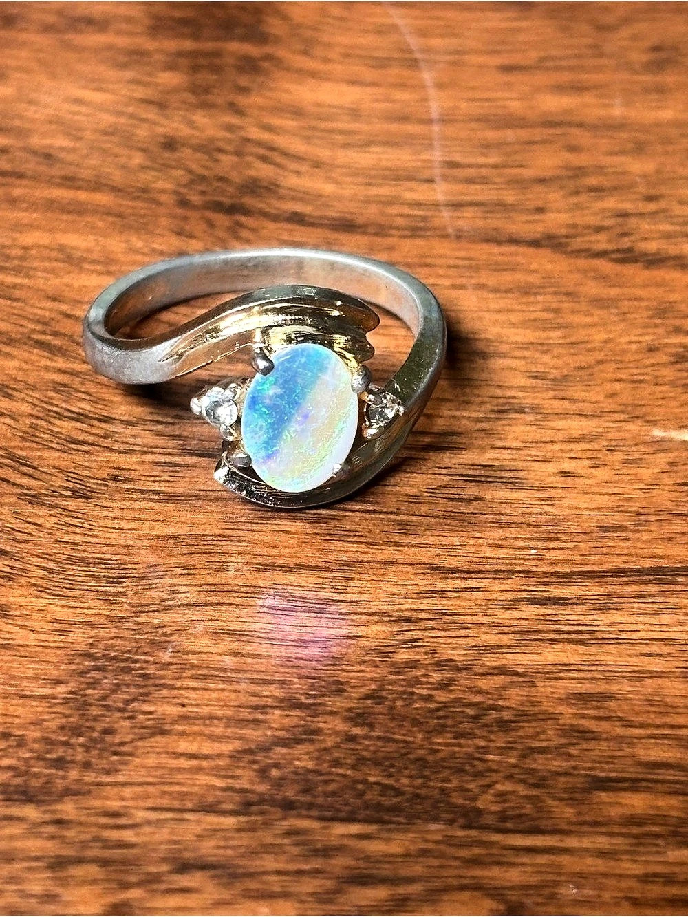 Opal & Crystal Ring Size 6.5